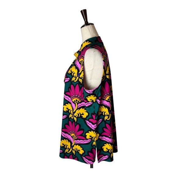 Jude Connally Shirt Women Large Green Purple Floral Jersey Macy Mock Neck Boho - Picture 7 of 10